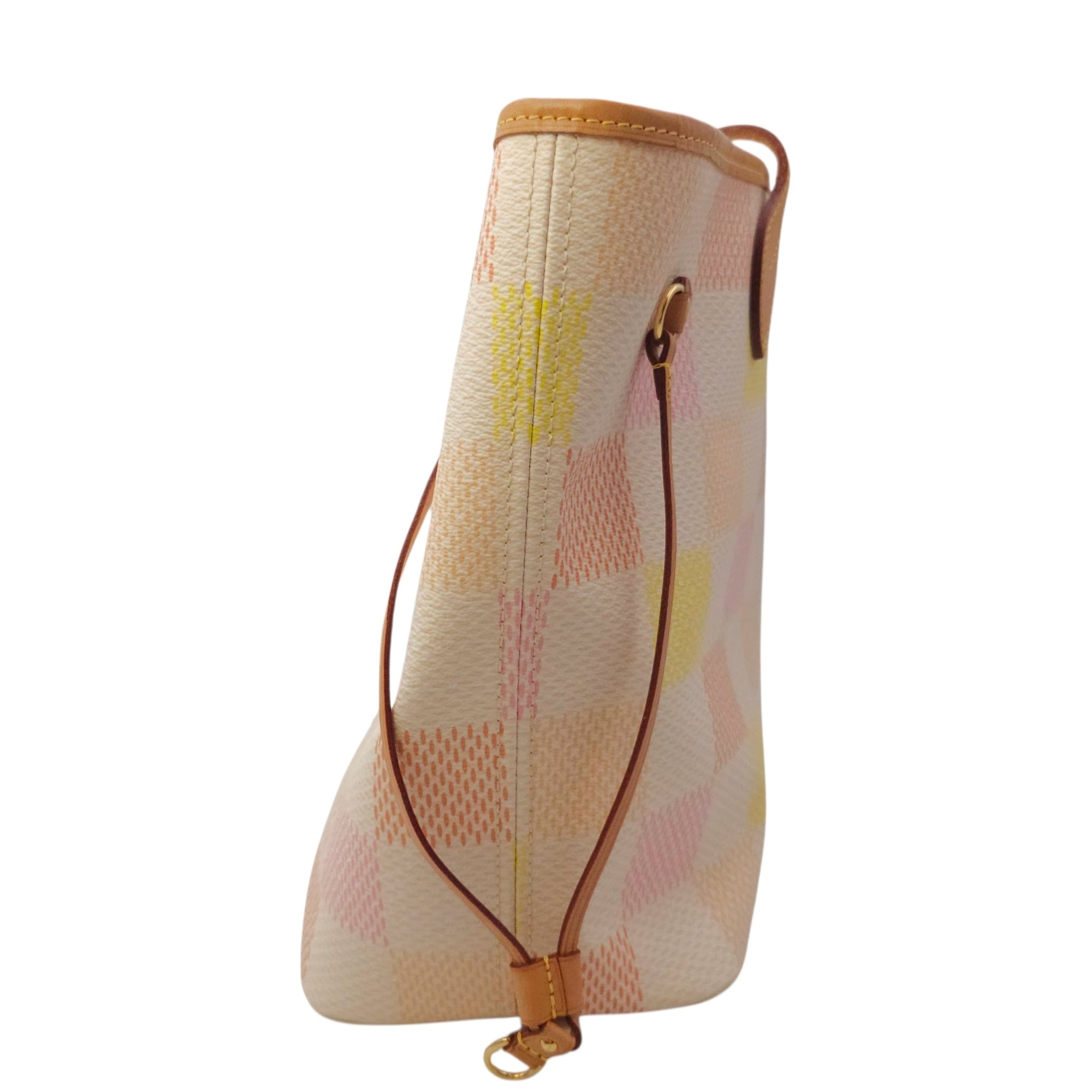 Damierlicious Neverfull Checkerboard Pattern MM Yellow Shoulder Bag Gold hardware CL2604-20593 6