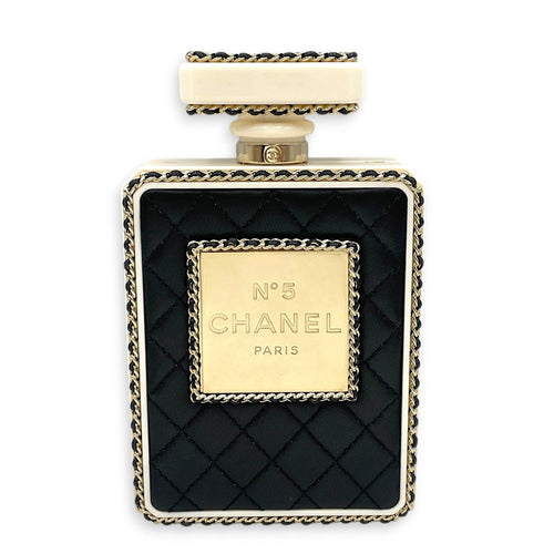Quilted Perspex Perfume Bottle Minaudiere Black Shoulder Bag in Calfskin Gold hardware CL2604-20595 1