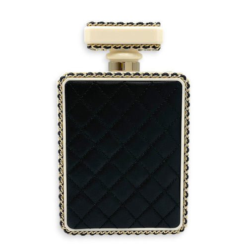 Quilted Perspex Perfume Bottle Minaudiere Black Shoulder Bag in Calfskin Gold hardware CL2604-20595 2