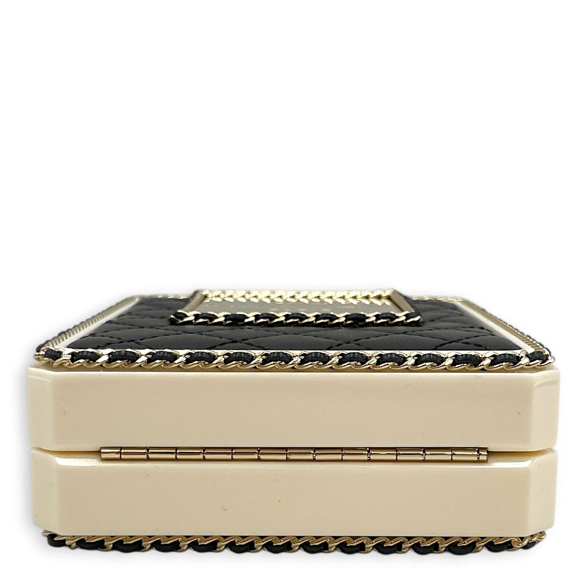 Quilted Perspex Perfume Bottle Minaudiere Black Shoulder Bag in Calfskin Gold hardware CL2604-20595 5