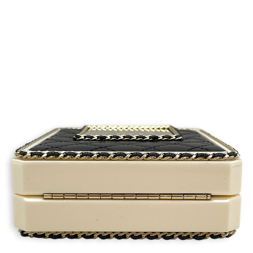 Quilted Perspex Perfume Bottle Minaudiere Black Shoulder Bag in Calfskin Gold hardware CL2604-20595 5