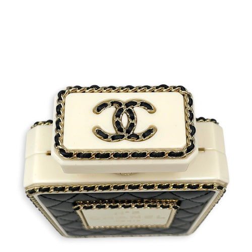 Quilted Perspex Perfume Bottle Minaudiere Black Shoulder Bag in Calfskin Gold hardware CL2604-20595 7