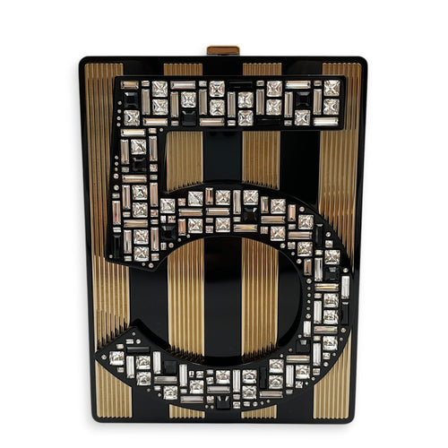 Plexiglass Strass Mosaic No 5 Minaudiere Clutch 2015 Black Shoulder Bag Gold hardware CL2604-20596 1