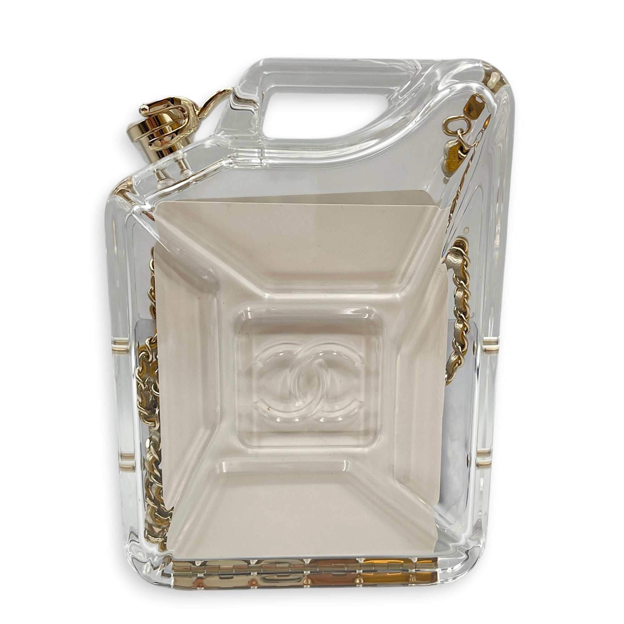 Clear Plexiglass Dubai by Night Gas Can Shoulder Bag Gold hardware CL2604-20597 2