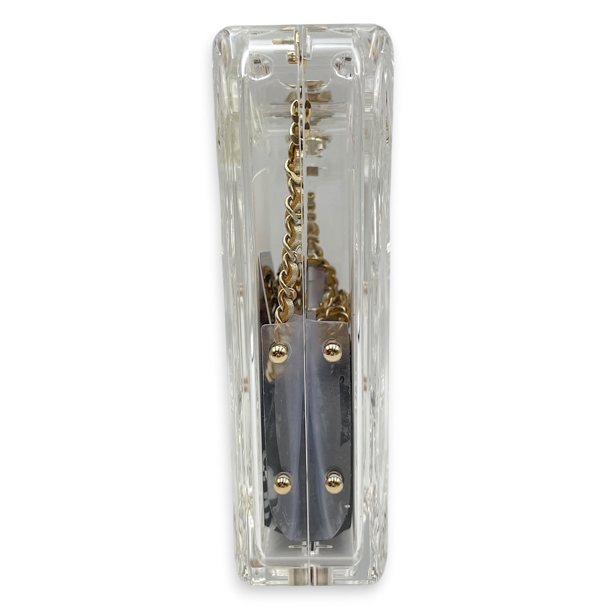 Clear Plexiglass Dubai by Night Gas Can Shoulder Bag Gold hardware CL2604-20597 3