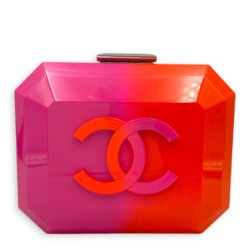 2014 CC Ombré Clutch on Chain/Plexiglas Brick Pink Shoulder Bag Silver hardware CL2604-20599 1