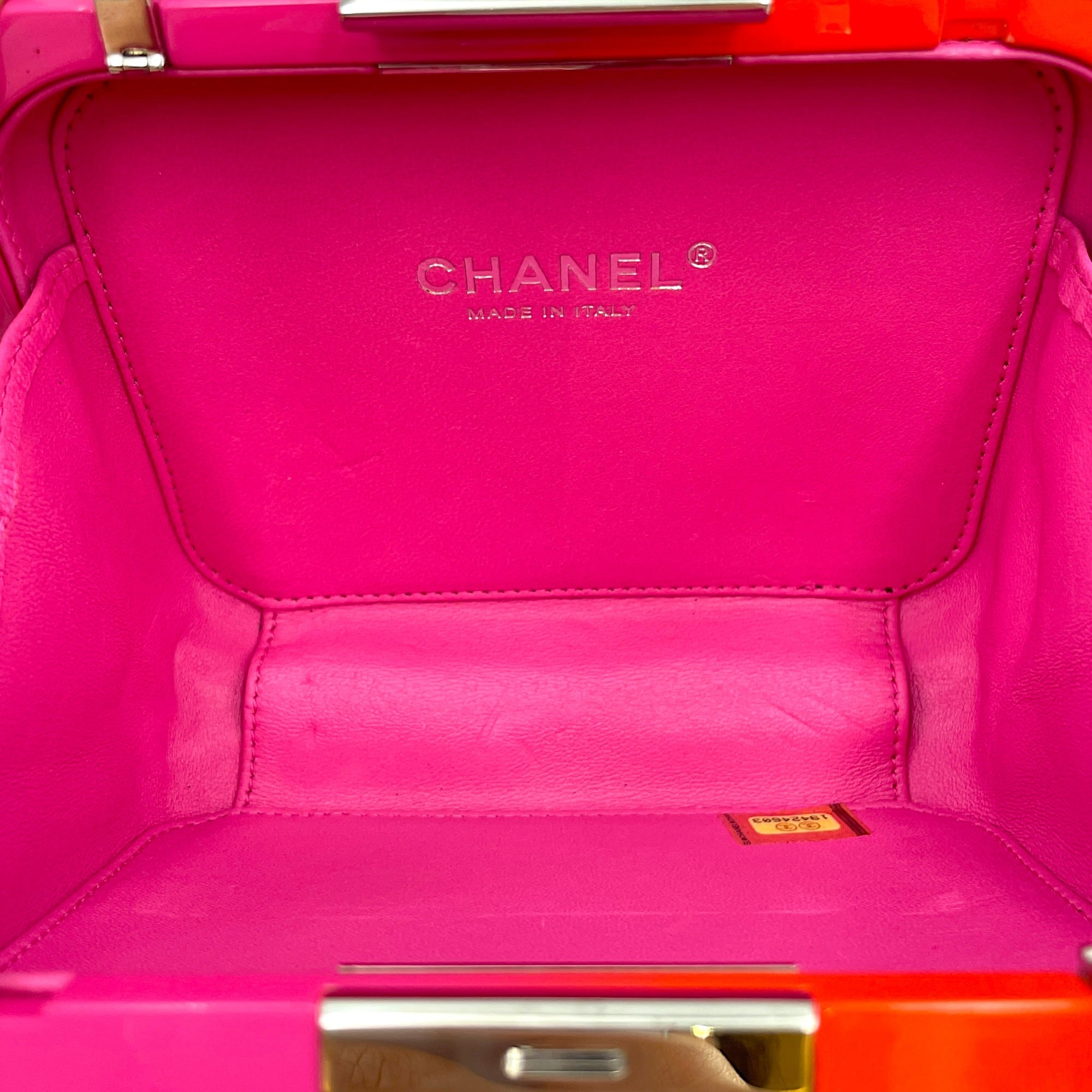 2014 CC Ombré Clutch on Chain/Plexiglas Brick Pink Shoulder Bag Silver hardware CL2604-20599 6