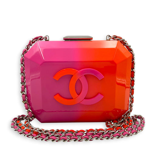 2014 CC Ombré Clutch on Chain/Plexiglas Brick Pink Shoulder Bag Silver hardware CL2604-20599 9