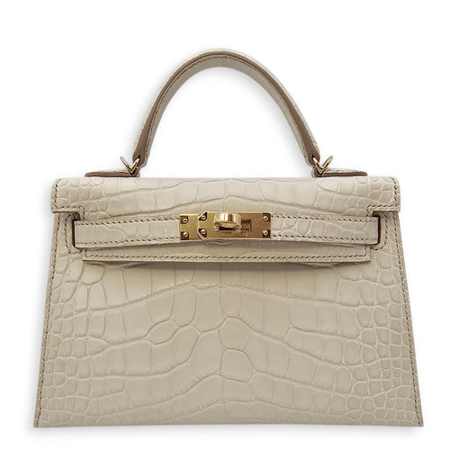 Sellier Kelly 20 Beton in Matte Alligator Permabrass hardware