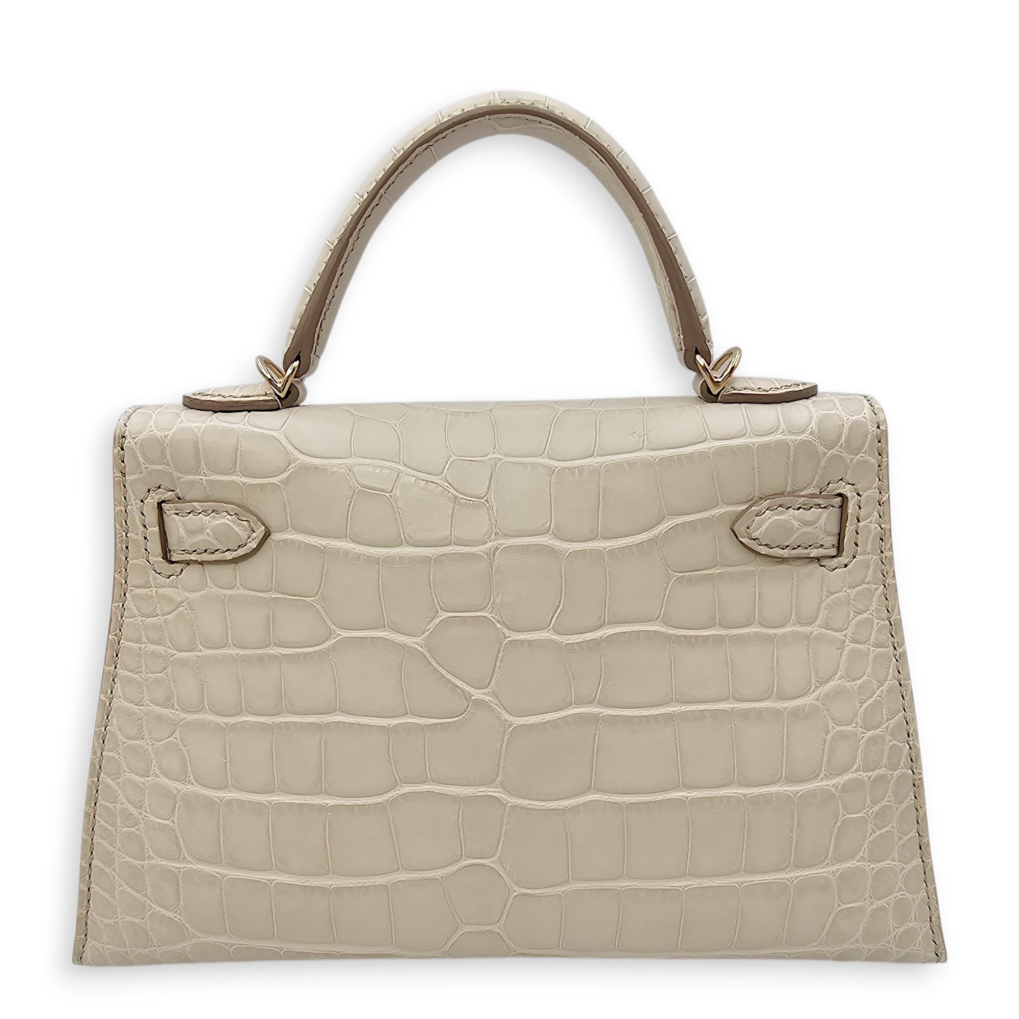 Sellier Kelly 20 Beton in Matte Alligator Permabrass hardware CL2604-20604 2