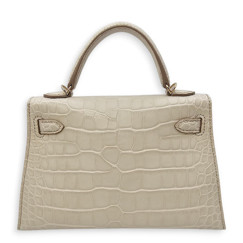 Sellier Kelly 20 Beton in Matte Alligator Permabrass hardware CL2604-20604 2