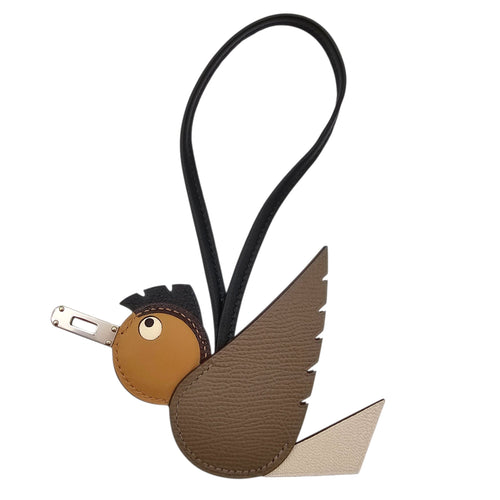 Birdy Charm Etoupe/Nata/Biscuit/Noir Bag Accessory in Epsom/Chevre Mysore/Swift Palladium hardware CL2604-20613 1