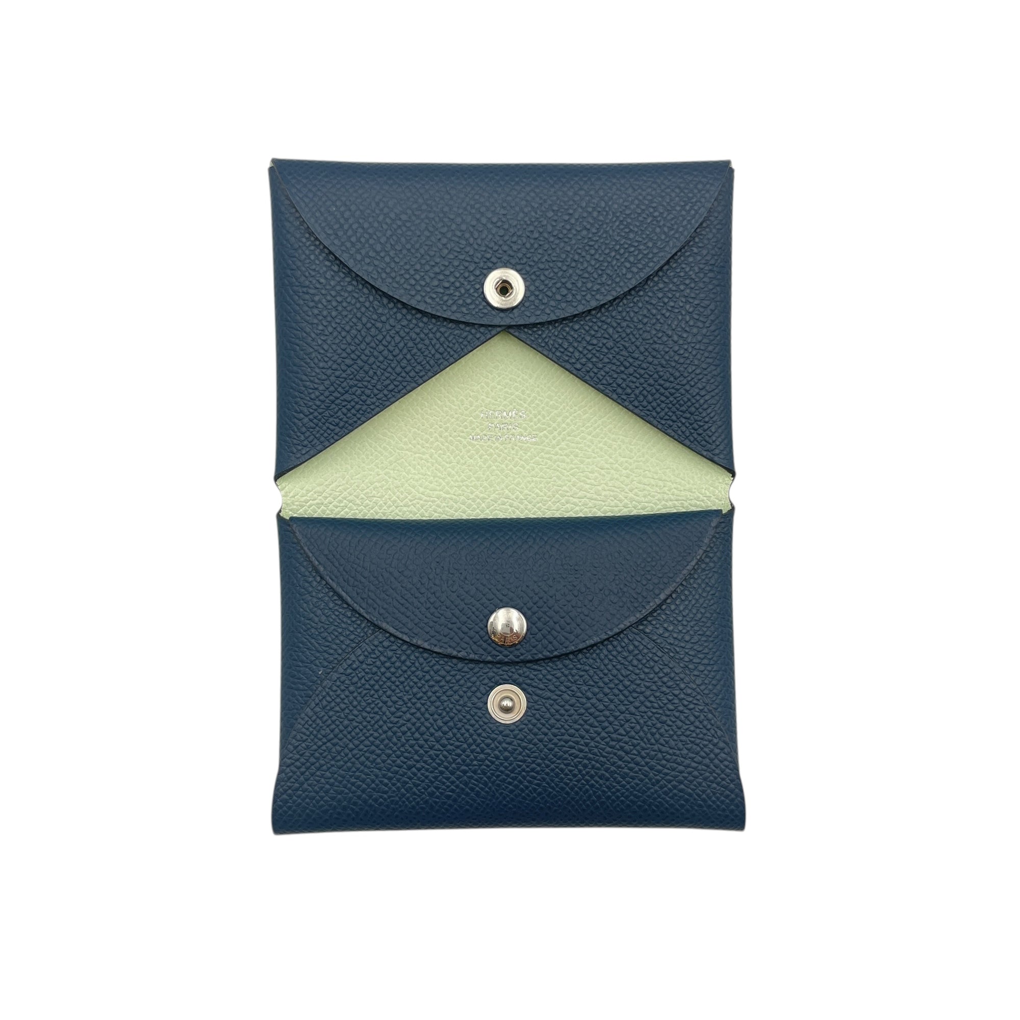 Calvi Duo  Blue De Prusse/Vert Fizz Card Holder in Epsom