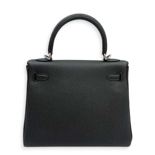 Kelly 25 Black in Togo Palladium hardware