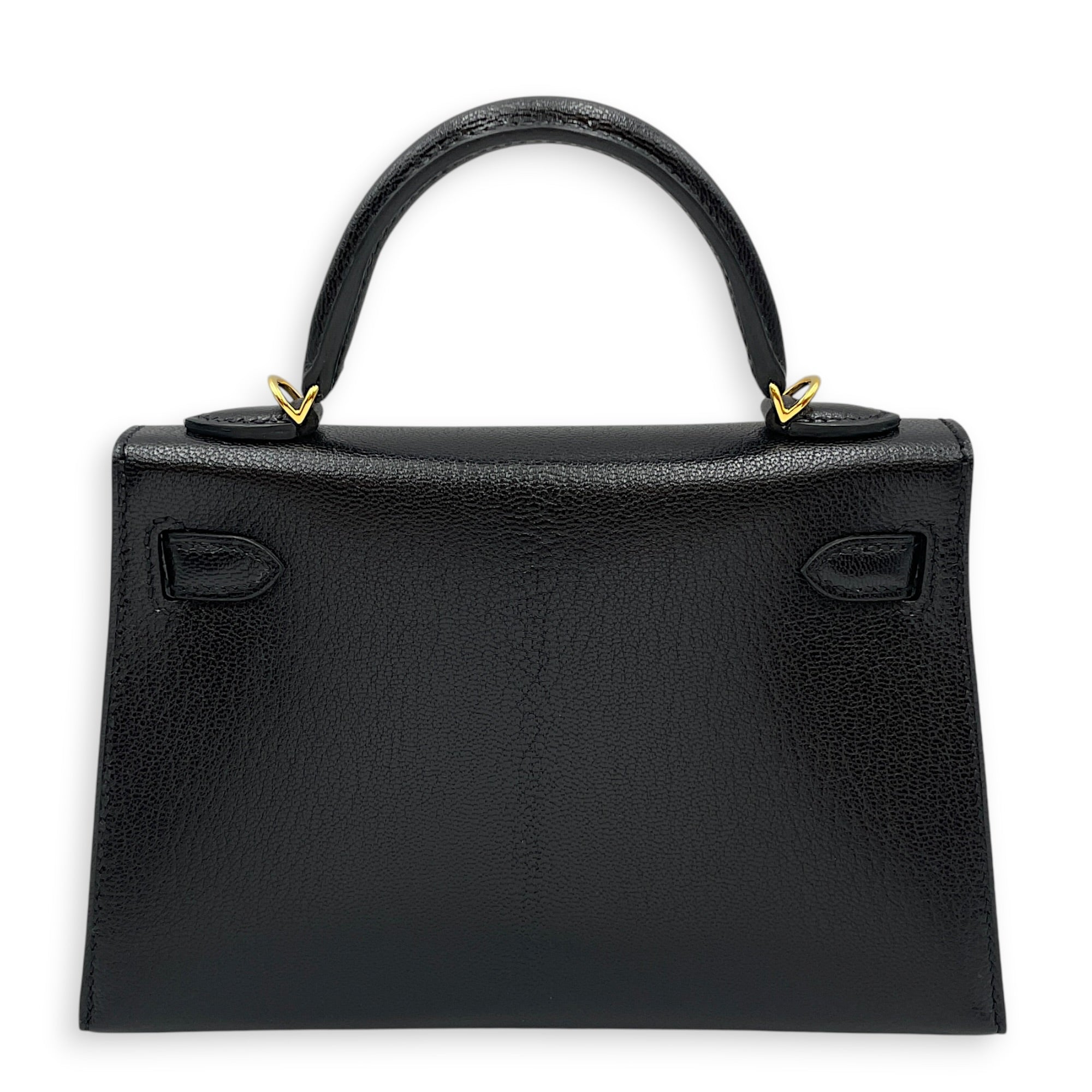 Sellier Kelly 20 Black in Chevre Chamkila Gold hardware