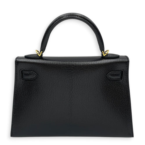 Sellier Kelly 20 Black in Chevre Chamkila Gold hardware