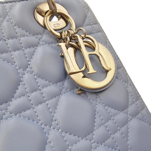 Lady Dior Medium Blue Top Handle Bag in Lambskin Silver hardware CL2604-20642 11