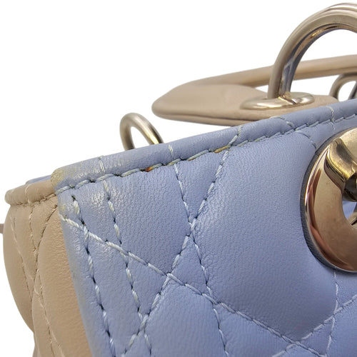 Lady Dior Medium Blue Top Handle Bag in Lambskin Silver hardware CL2604-20642 13