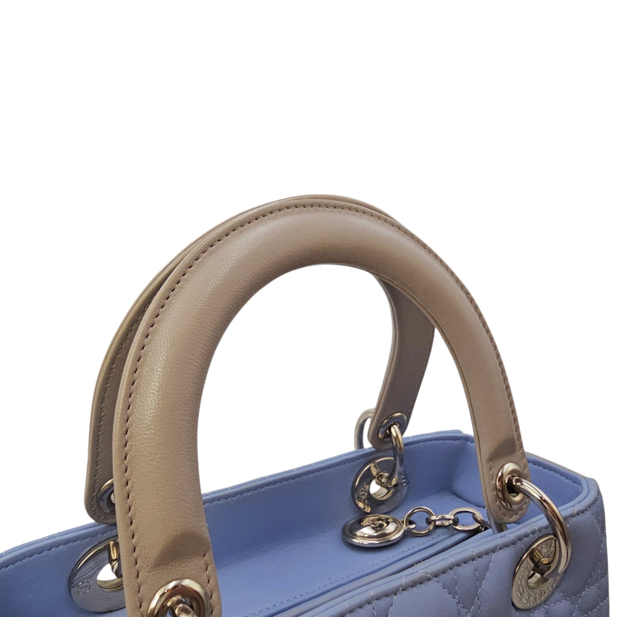 Lady Dior Medium Blue Top Handle Bag in Lambskin Silver hardware CL2604-20642 16