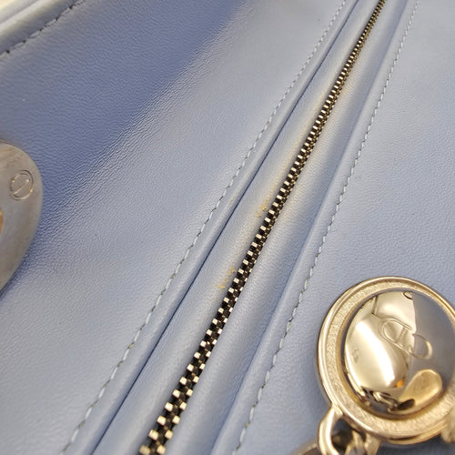Lady Dior Medium Blue Top Handle Bag in Lambskin Silver hardware CL2604-20642 17