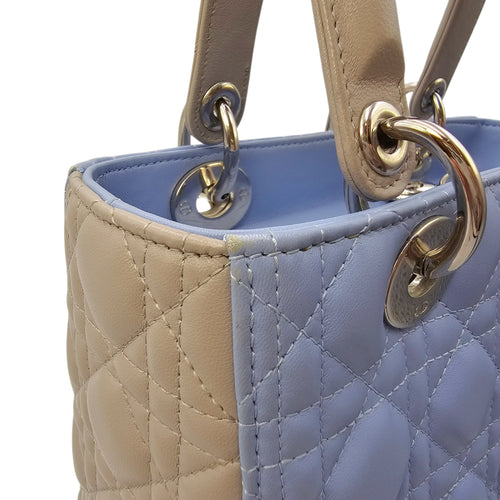 Lady Dior Medium Blue Top Handle Bag in Lambskin Silver hardware CL2604-20642 18