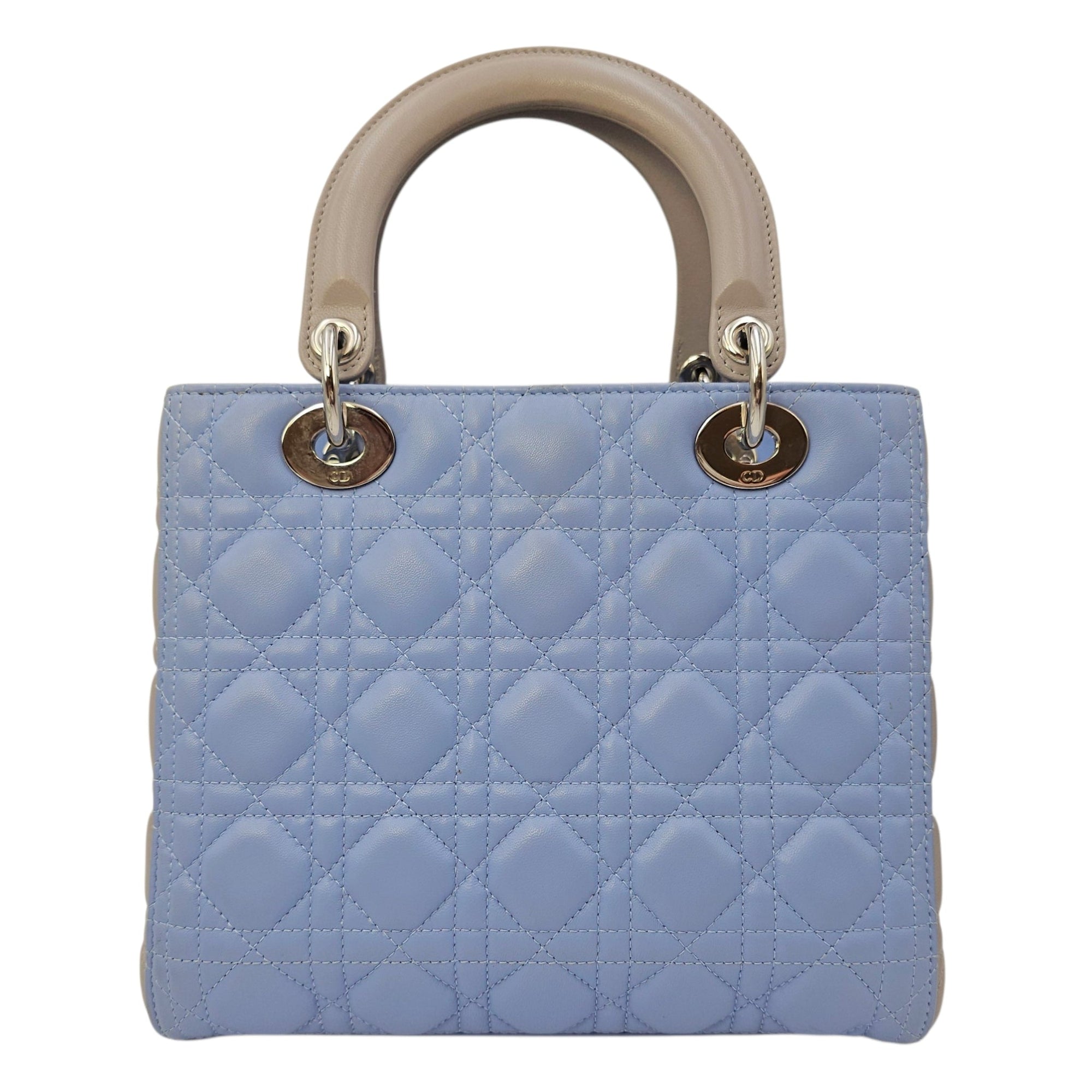 Lady Dior Medium Blue Top Handle Bag in Lambskin Silver hardware CL2604-20642 2