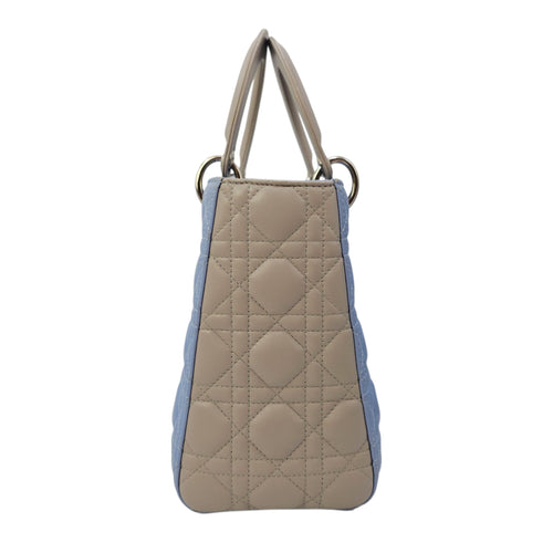 Lady Dior Medium Blue Top Handle Bag in Lambskin Silver hardware CL2604-20642 3