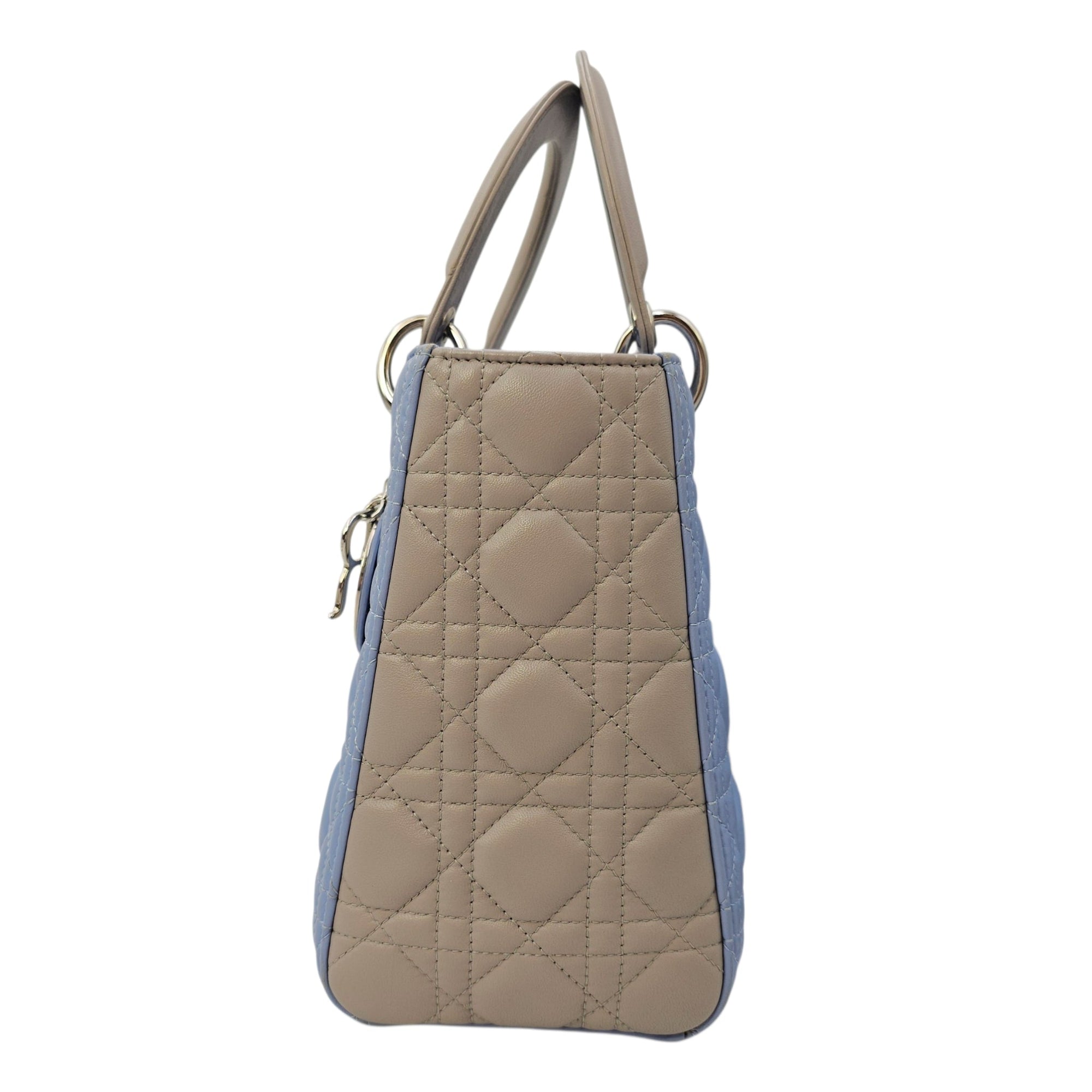 Lady Dior Medium Blue Top Handle Bag in Lambskin Silver hardware CL2604-20642 4