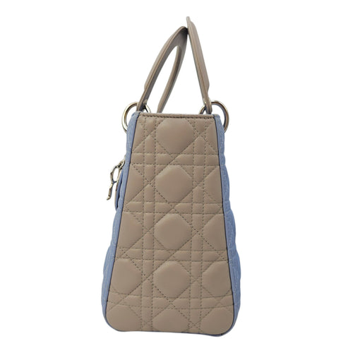 Lady Dior Medium Blue Top Handle Bag in Lambskin Silver hardware CL2604-20642 4