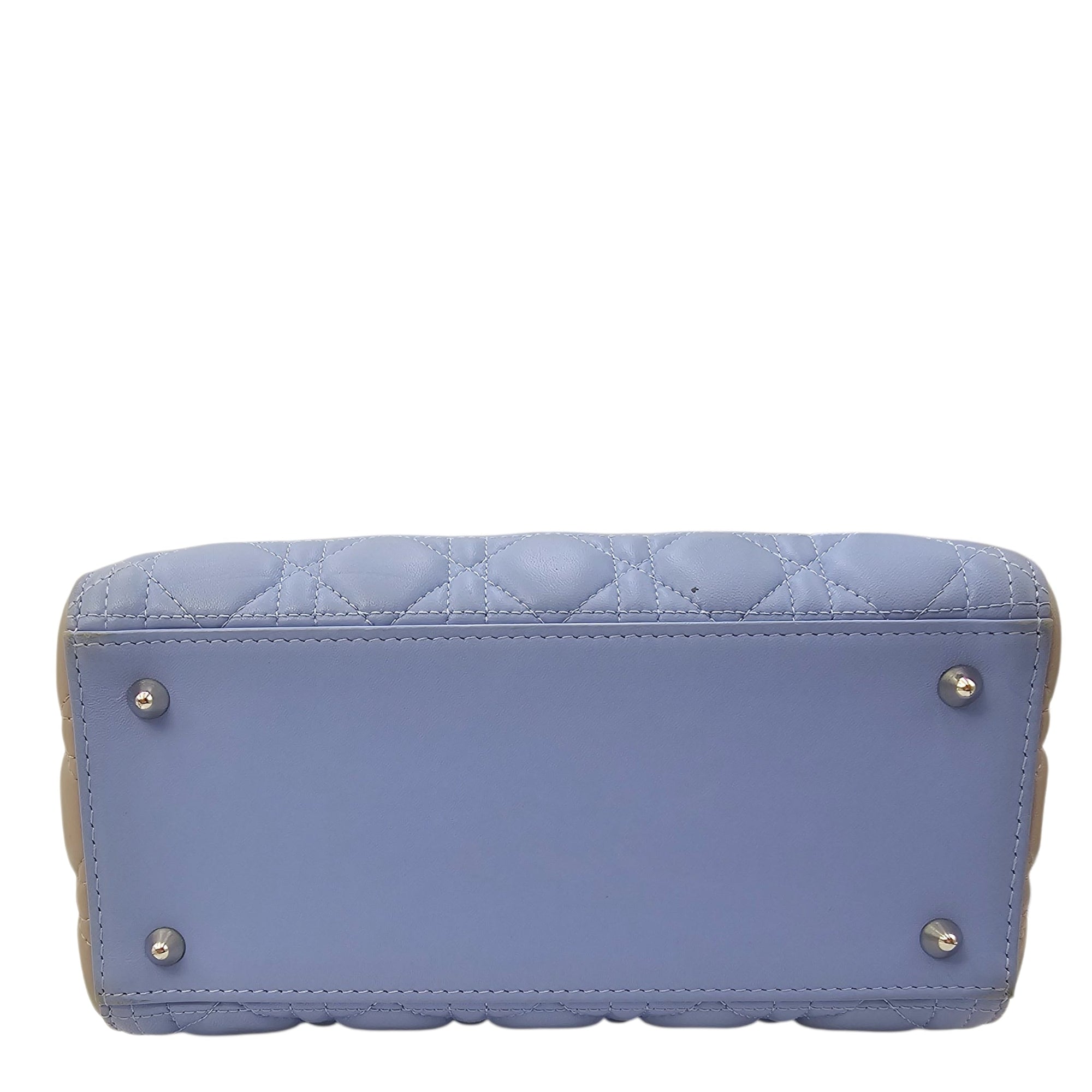 Lady Dior Medium Blue Top Handle Bag in Lambskin Silver hardware CL2604-20642 5