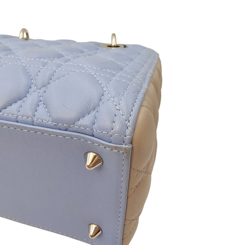 Lady Dior Medium Blue Top Handle Bag in Lambskin Silver hardware CL2604-20642 6