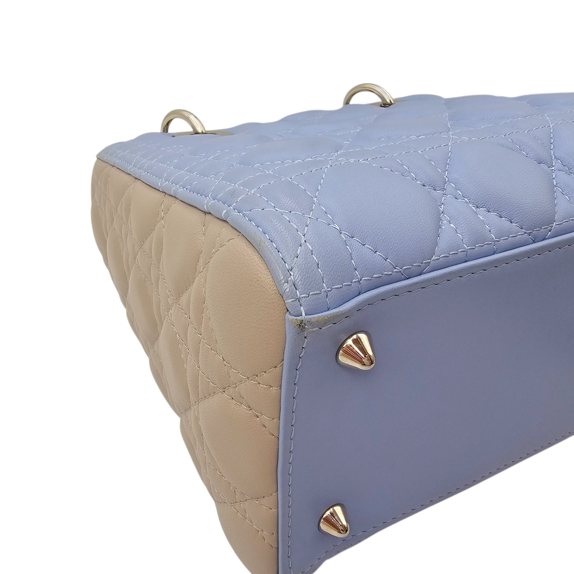 Lady Dior Medium Blue Top Handle Bag in Lambskin Silver hardware CL2604-20642 7