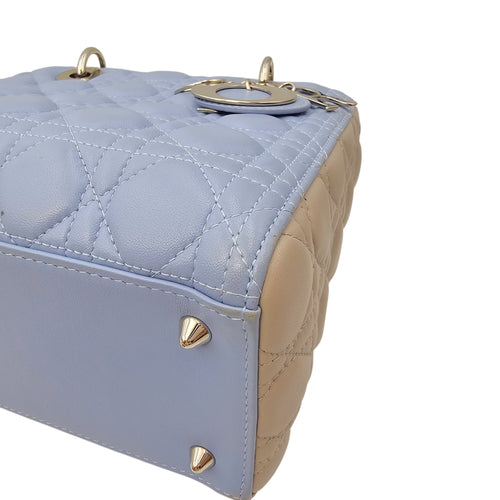 Lady Dior Medium Blue Top Handle Bag in Lambskin Silver hardware CL2604-20642 8