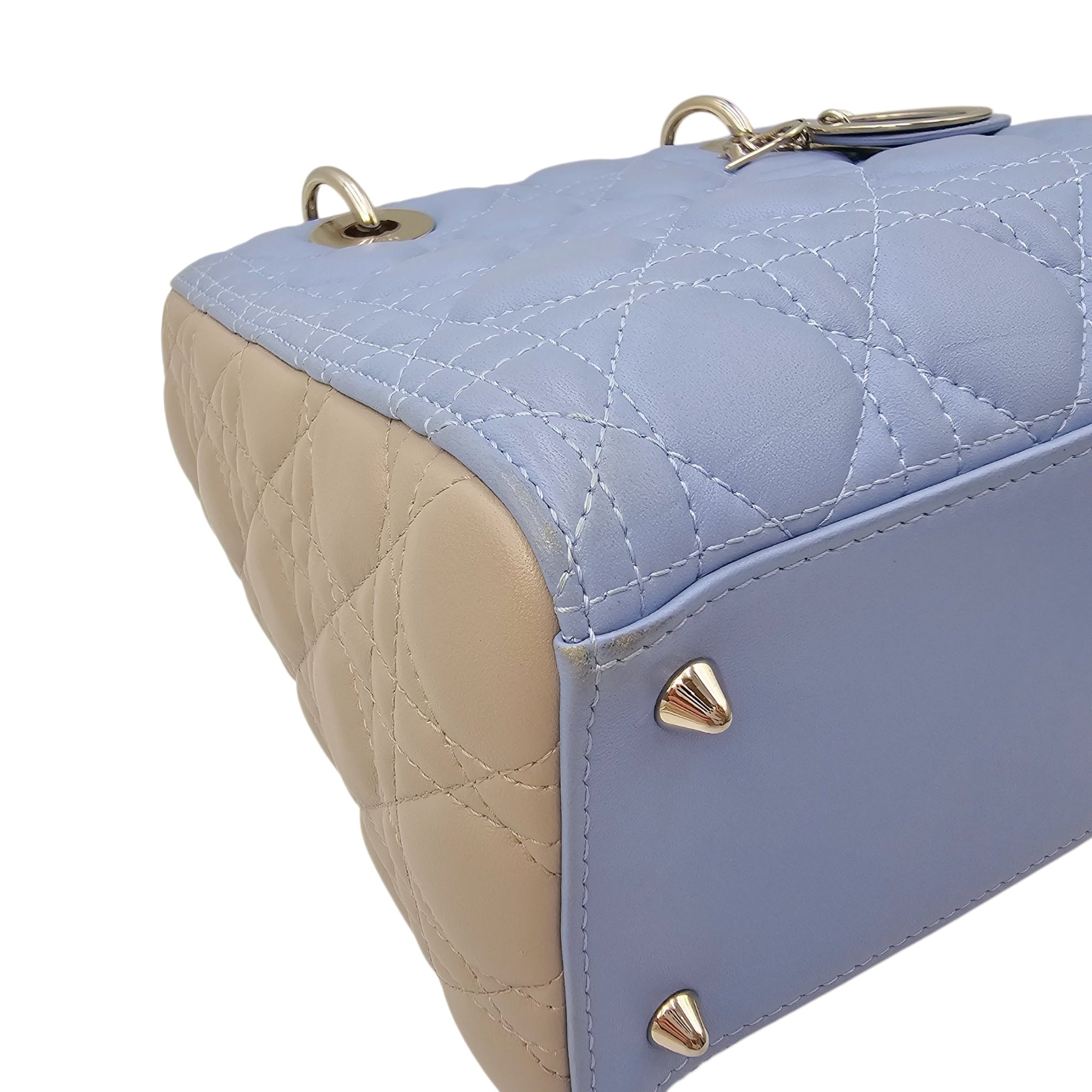 Lady Dior Medium Blue Top Handle Bag in Lambskin Silver hardware CL2604-20642 9