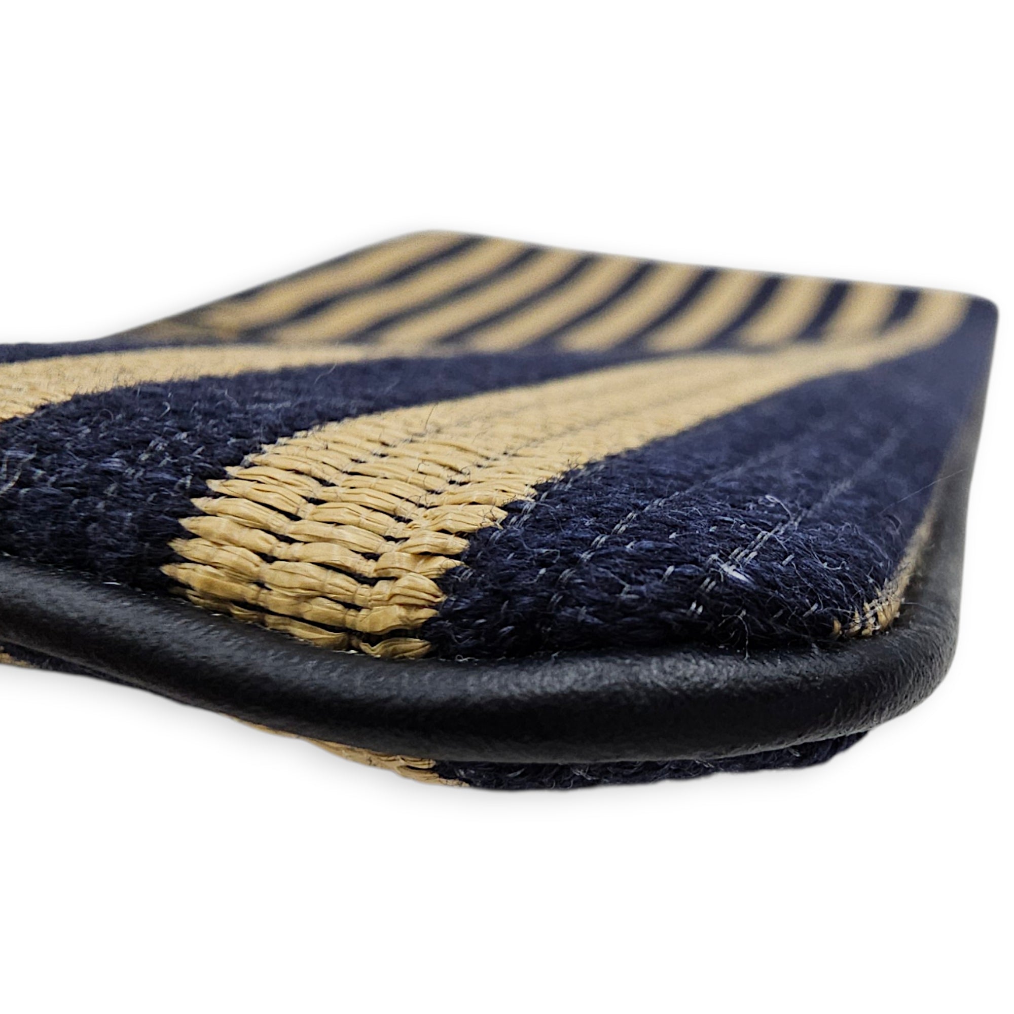 Caro Large Blue/Beige Daily Pouch in Natural Raffia Gold hardware CL2604-20644 7