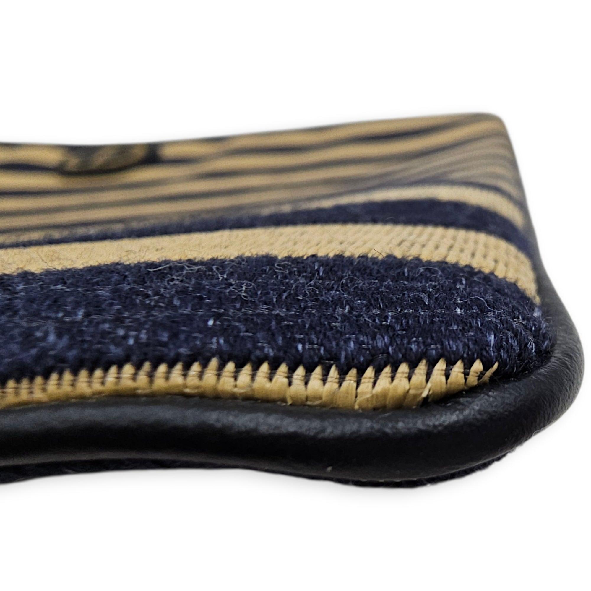Caro Large Blue/Beige Daily Pouch in Natural Raffia Gold hardware CL2604-20644 9