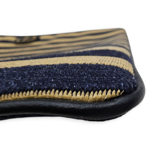 Caro Large Blue/Beige Daily Pouch in Natural Raffia Gold hardware CL2604-20644 9