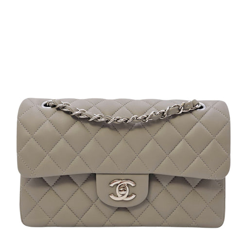 Small Classic Flap Grey Shoulder Bag in Lambskin Silver hardware CL2604-20656 1