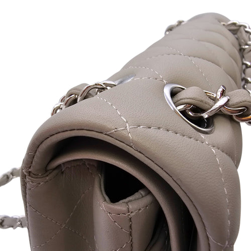 Small Classic Flap Grey Shoulder Bag in Lambskin Silver hardware CL2604-20656 11