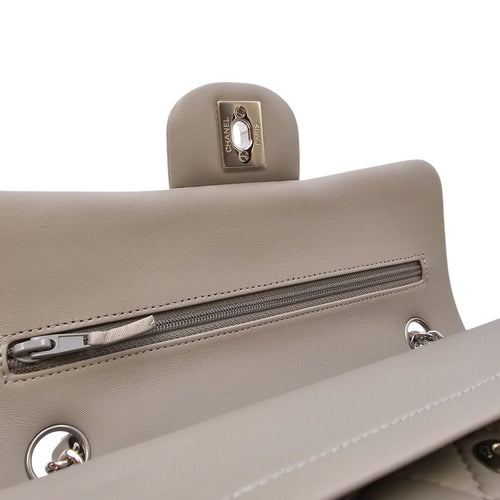 Small Classic Flap Grey Shoulder Bag in Lambskin Silver hardware CL2604-20656 13