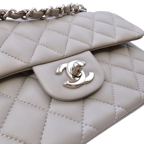 Small Classic Flap Grey Shoulder Bag in Lambskin Silver hardware CL2604-20656 14