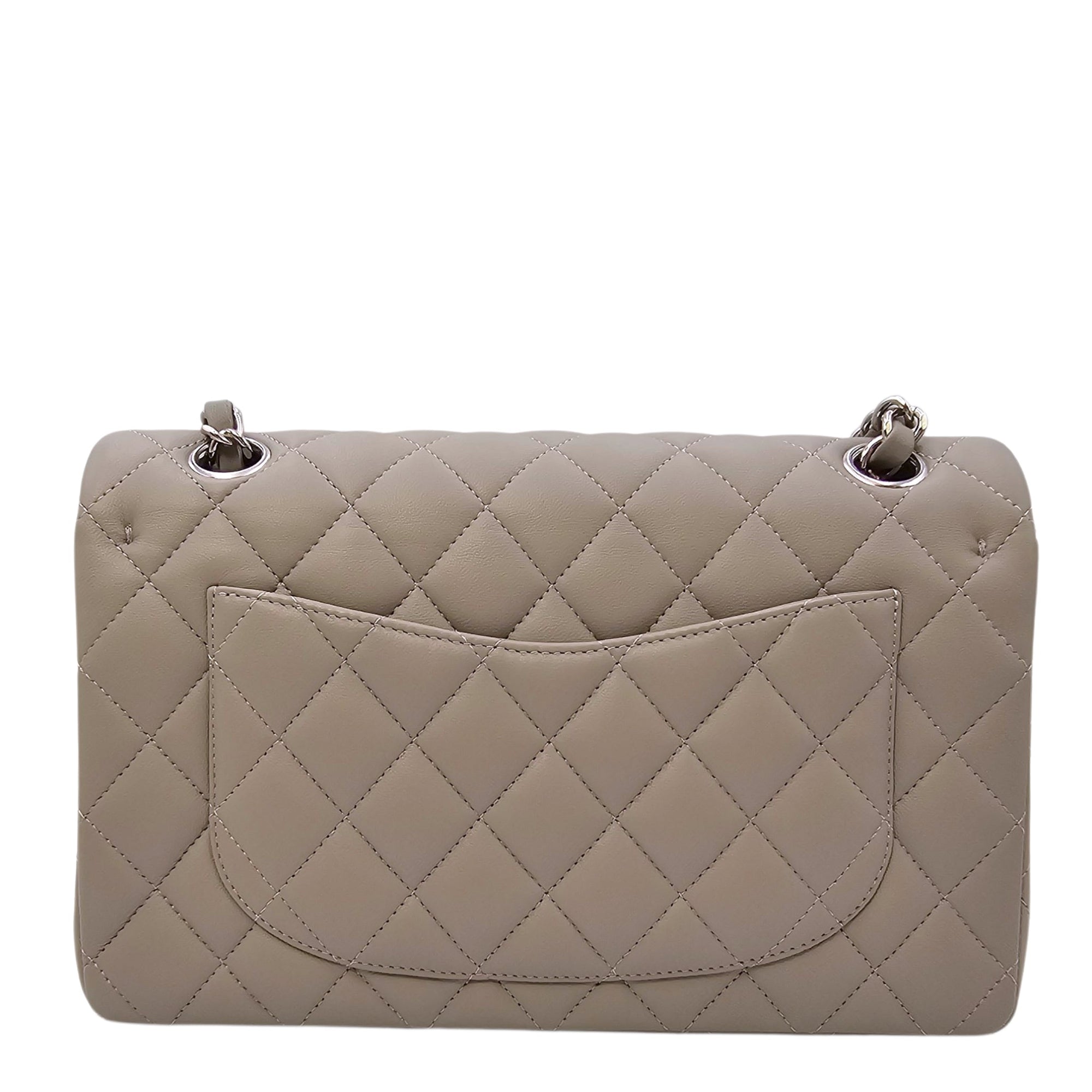 Small Classic Flap Grey Shoulder Bag in Lambskin Silver hardware CL2604-20656 2