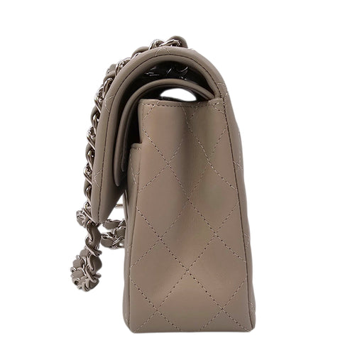 Small Classic Flap Grey Shoulder Bag in Lambskin Silver hardware CL2604-20656 3