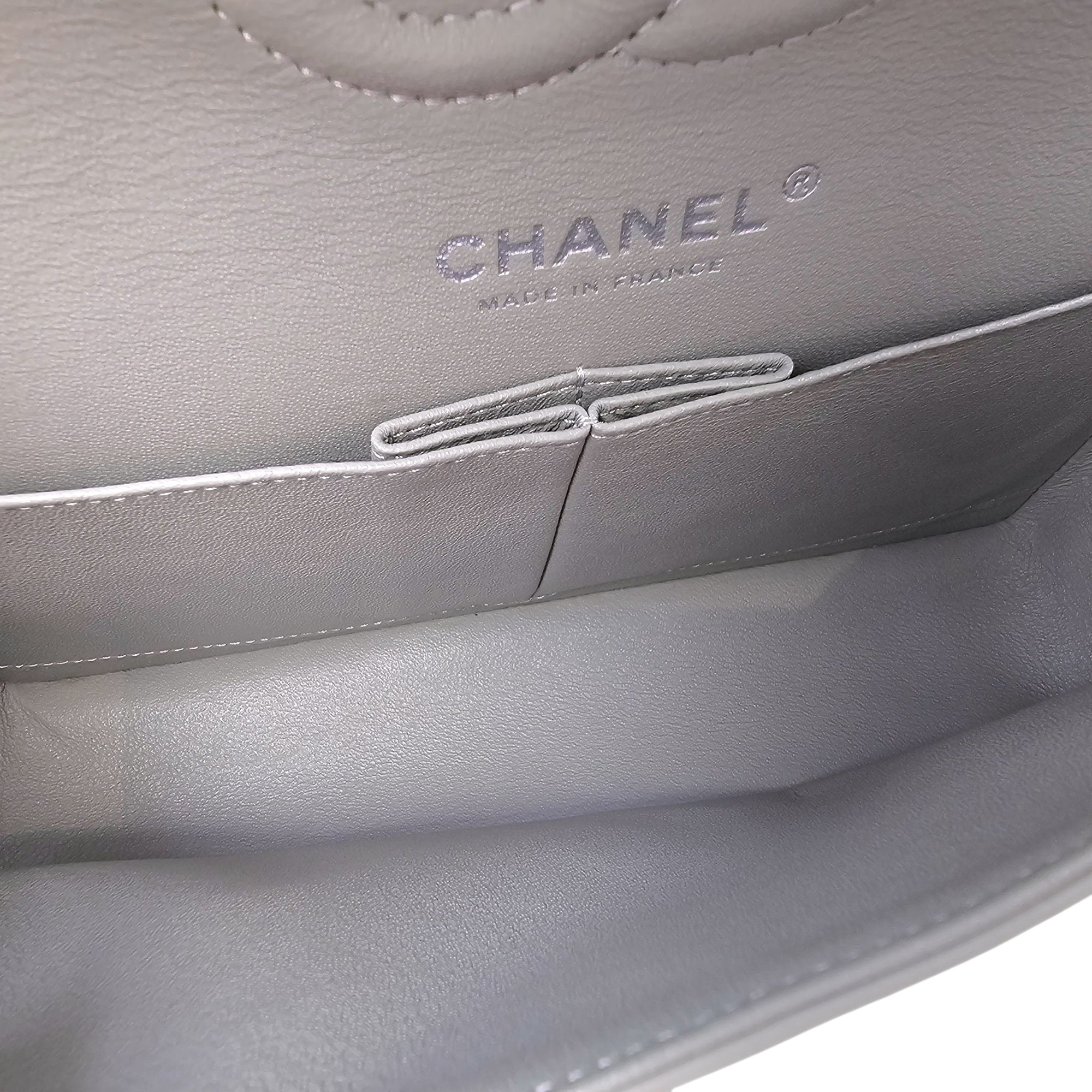 Small Classic Flap Grey Shoulder Bag in Lambskin Silver hardware CL2604-20656 5