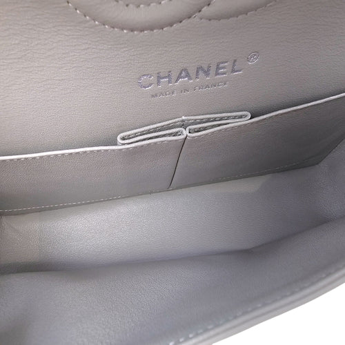 Small Classic Flap Grey Shoulder Bag in Lambskin Silver hardware CL2604-20656 5