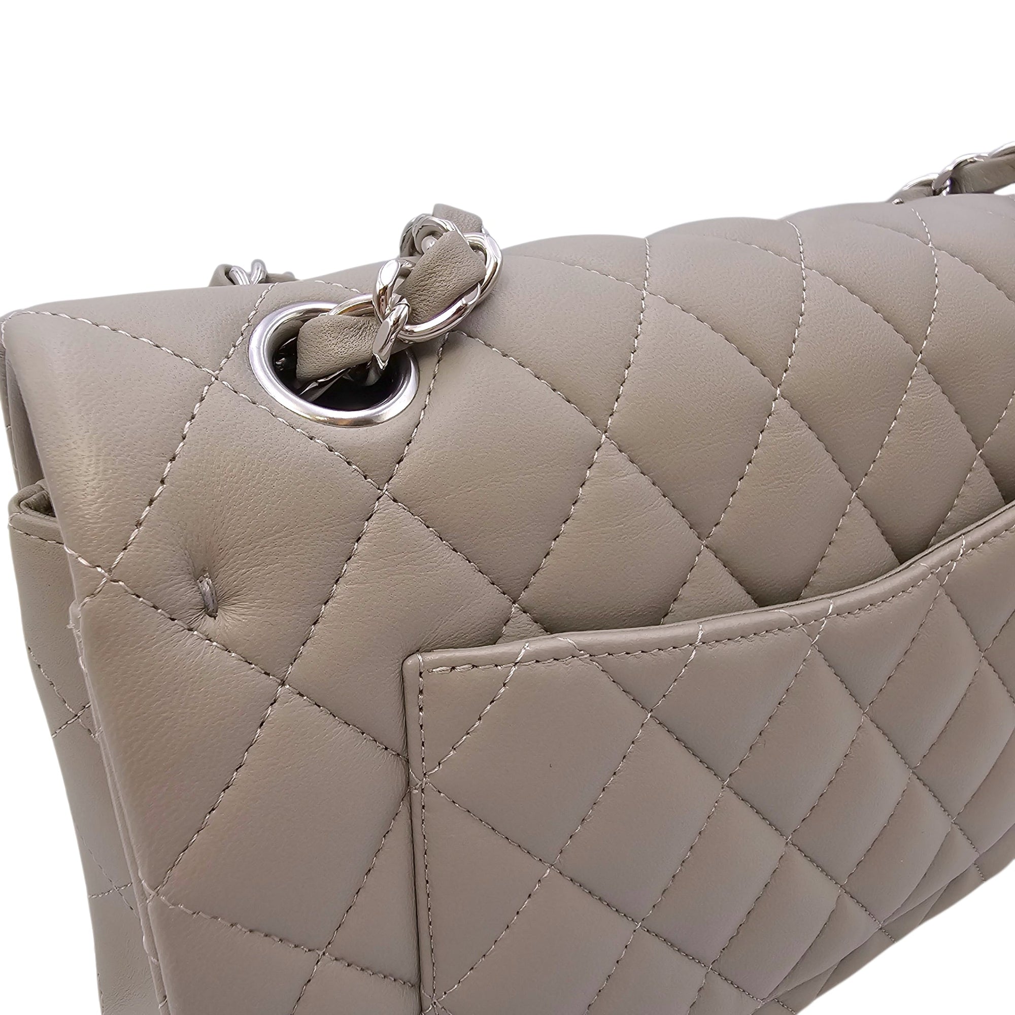 Small Classic Flap Grey Shoulder Bag in Lambskin Silver hardware CL2604-20656 6