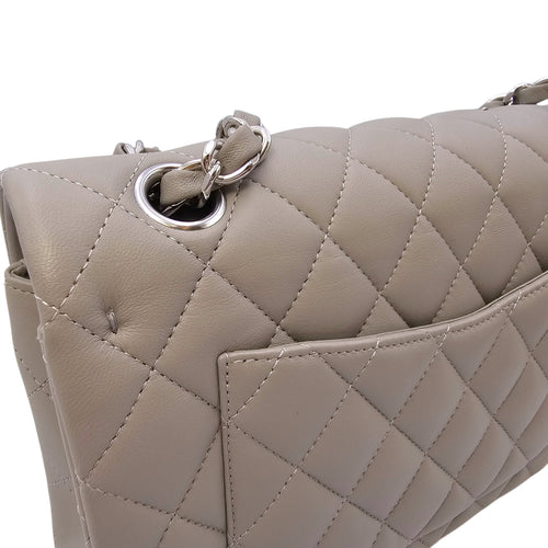 Small Classic Flap Grey Shoulder Bag in Lambskin Silver hardware CL2604-20656 6