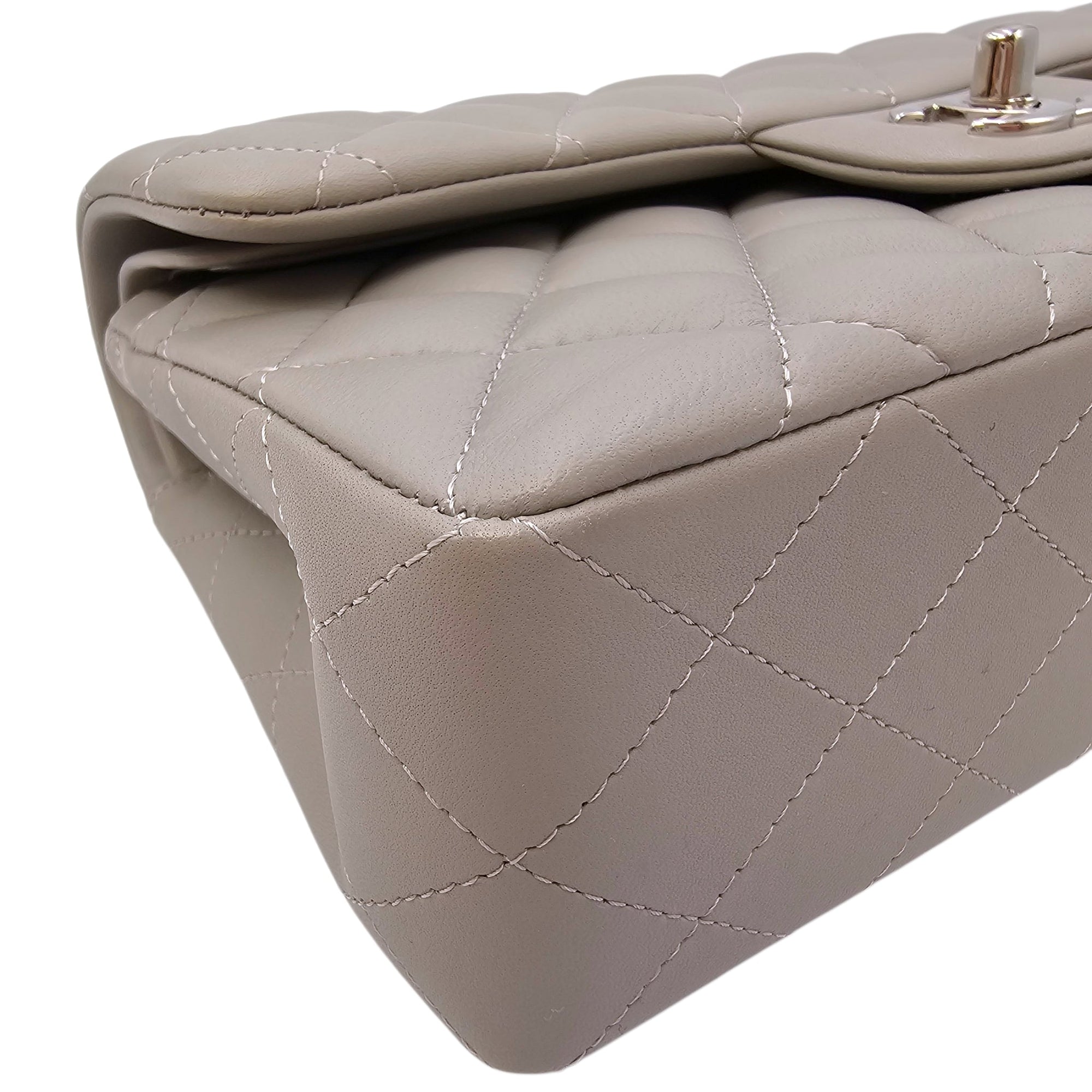 Small Classic Flap Grey Shoulder Bag in Lambskin Silver hardware CL2604-20656 8