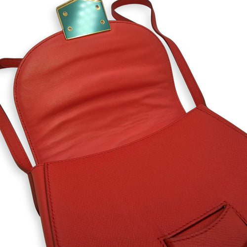 Trotteur Small Red Crossbody Bag in Calfskin Gold hardware