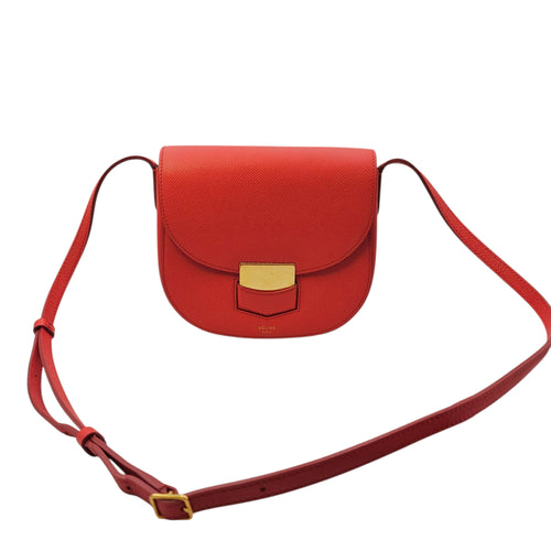 Trotteur Small Red Crossbody Bag in Calfskin Gold hardware